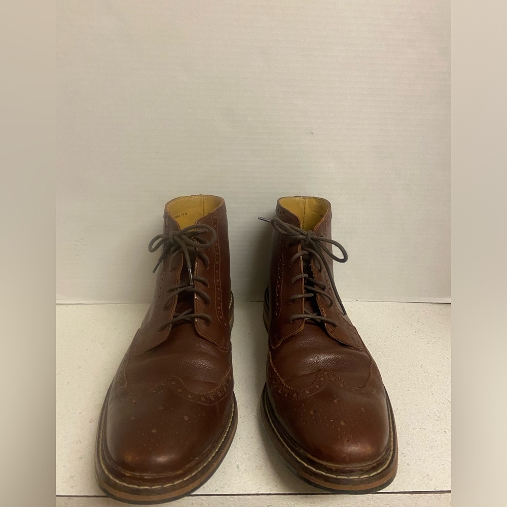 Cole Haan Men's Brown Leather Wingtip Lace-Up Oxford Boots - Picture 3 of 12